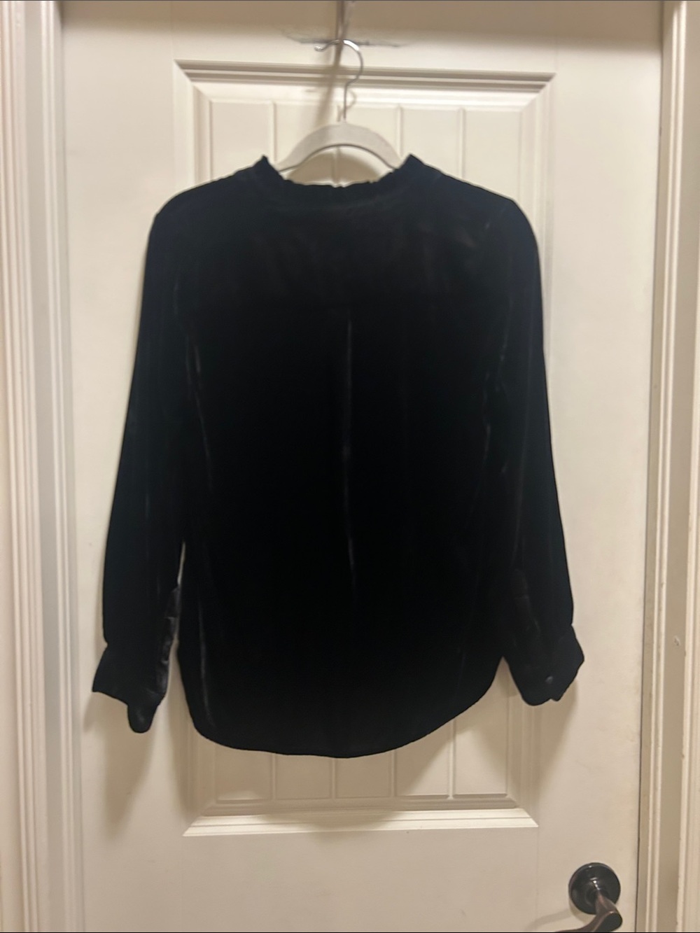 Talbots Black Velvet Ruffled Blouse - Picture 3 of 4